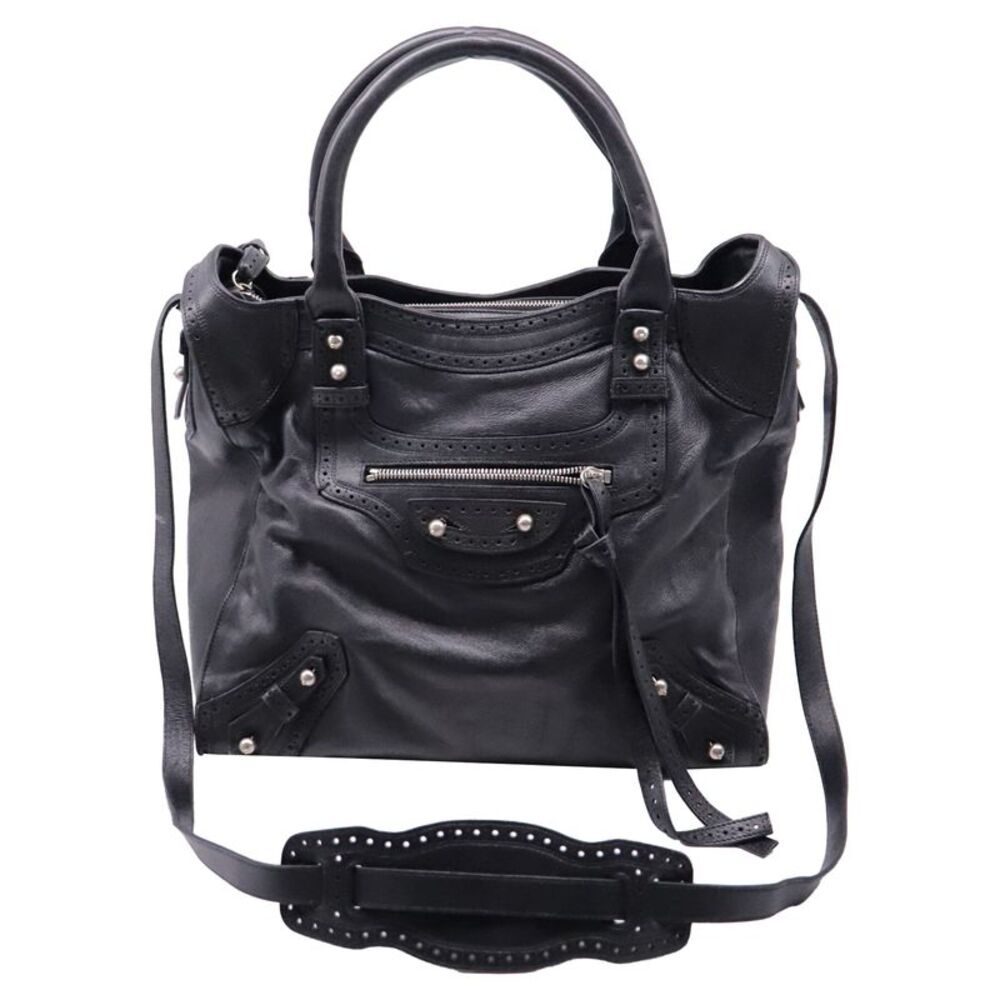 Balenciaga Riva City Tote Bag in Black Lamb Leather